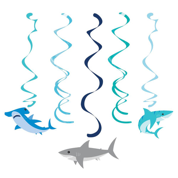 Party Decorations Shark Party Dizzy Danglers Assorted (5/Pkg)