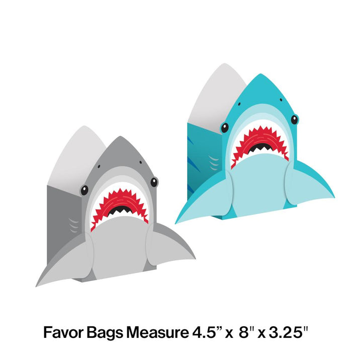 Party Decorations Shark Party Paper Treat Bag With Attachments (8/Pkg)