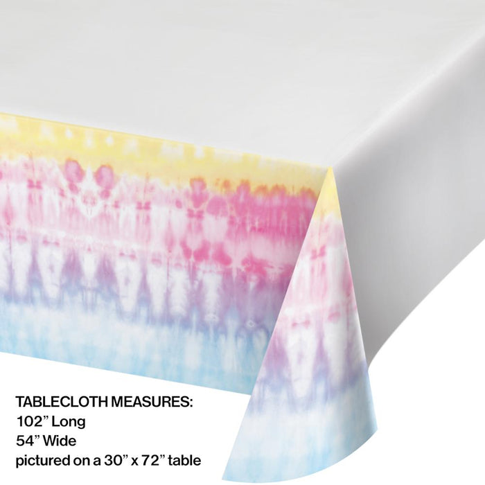 Party Decorations Tie Dye Party Paper Tablecover Border Print, 54" X 102" (1/Pkg)