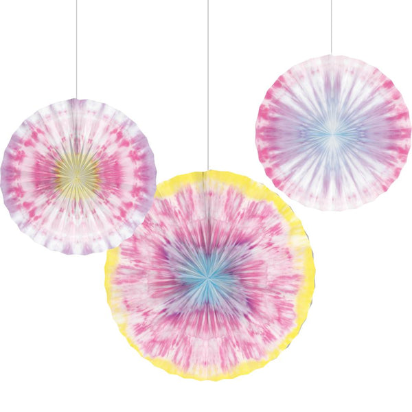 Party Decorations Tie Dye Party Paper Fans, 16