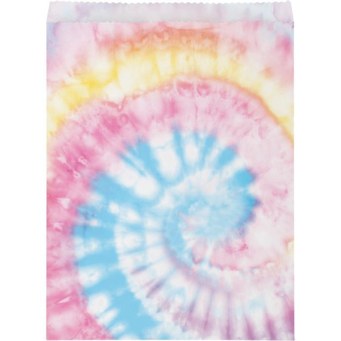 Party Decorations Tie Dye Party Paper Treat Bags, 8 ct