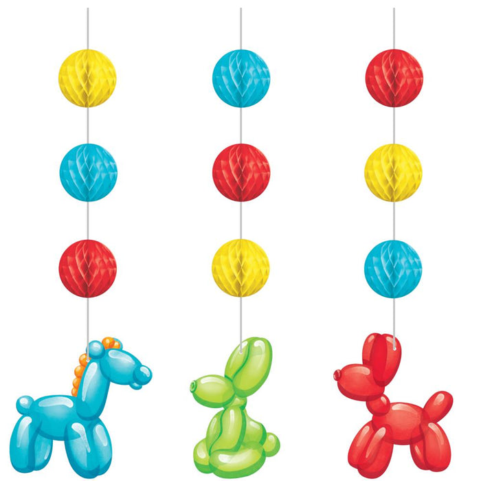 Party Decorations Party Balloon Animals Hanging Cutouts W Honeycomb (3/Pkg)