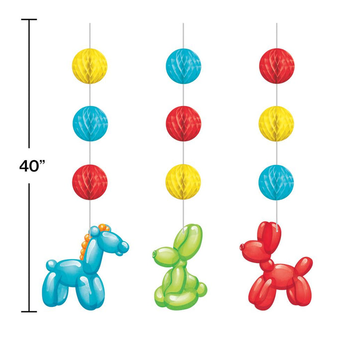 Party Decorations Party Balloon Animals Hanging Cutouts W Honeycomb (3/Pkg)