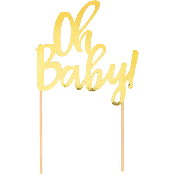 Party Decorations Oh Baby Gold Cake Topper (1/Pkg)