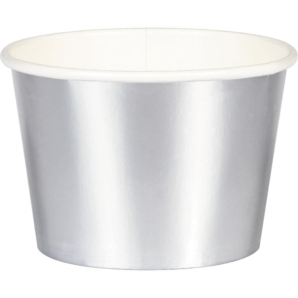 Party Decorations Silver Foil 8 oz Paper Treat Cups, 8 ct