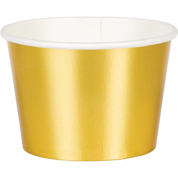 Party Decorations Gold Foil 8 oz Paper Treat Cups, 8 ct