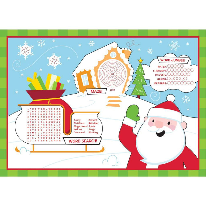 Party Decorations Placemats, Christmas Activity, 8 ct