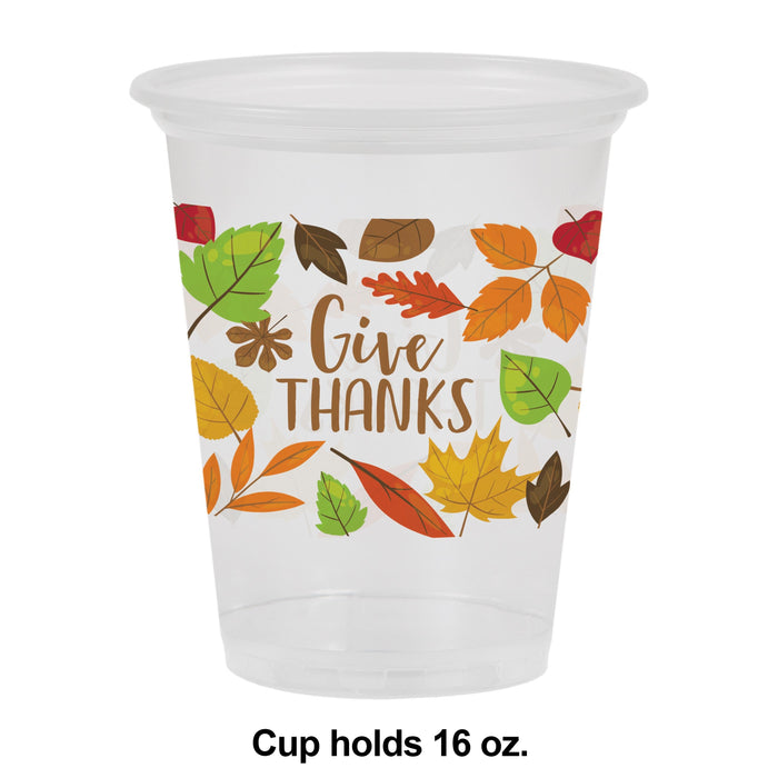 Party Decorations 16Oz Plastic Cup, Clear, Fall Leaves, 8 ct