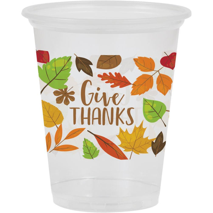 Party Decorations 16Oz Plastic Cup, Clear, Fall Leaves, 8 ct