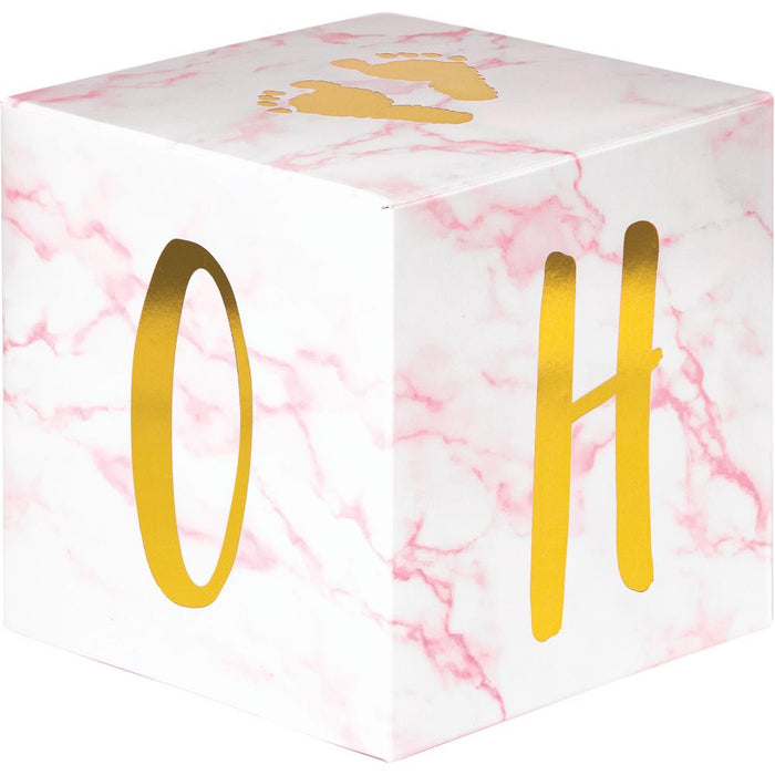 Party Decorations Pink Marble Centerpiece Baby Blocks, Foil (3/Pkg)