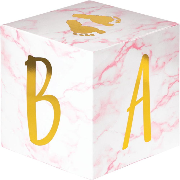 Party Decorations Pink Marble Centerpiece Baby Blocks, Foil (3/Pkg)