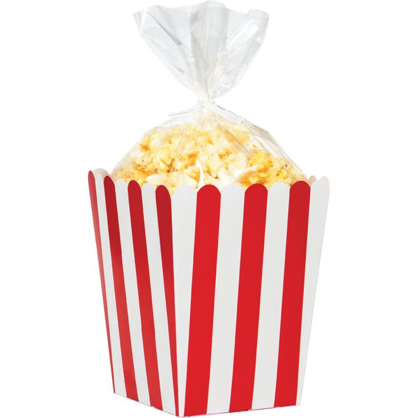 Party Decorations Popcorn Favor Boxes With Cello Bags, 8 ct