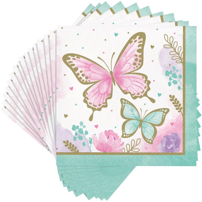 Party Decorations Butterfly Shimmer Luncheon Napkin 16ct