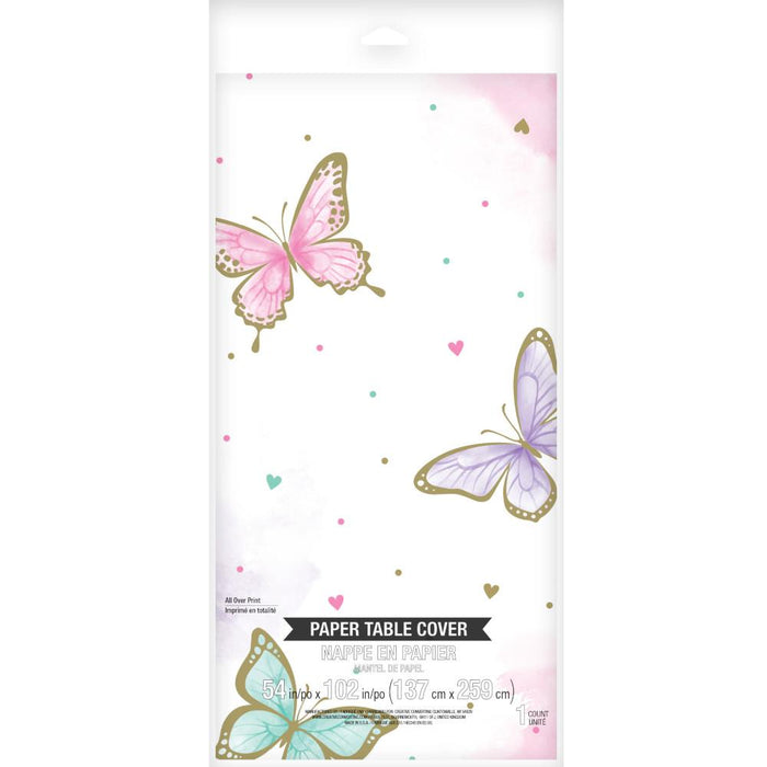 Party Decorations Butterfly Shimmer Tablecover, Paper 1ct