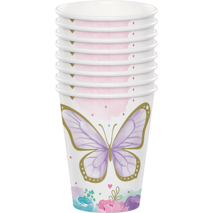 Party Decorations Butterfly Shimmer Hot/Cold Cup 9oz. 8ct