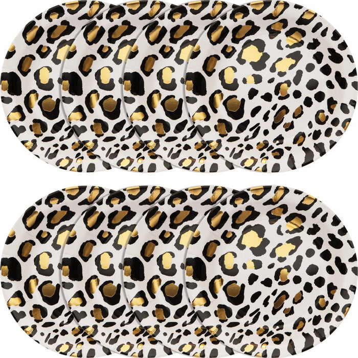 Party Decorations Leopard Paper Dessert Plate, Foil 8ct