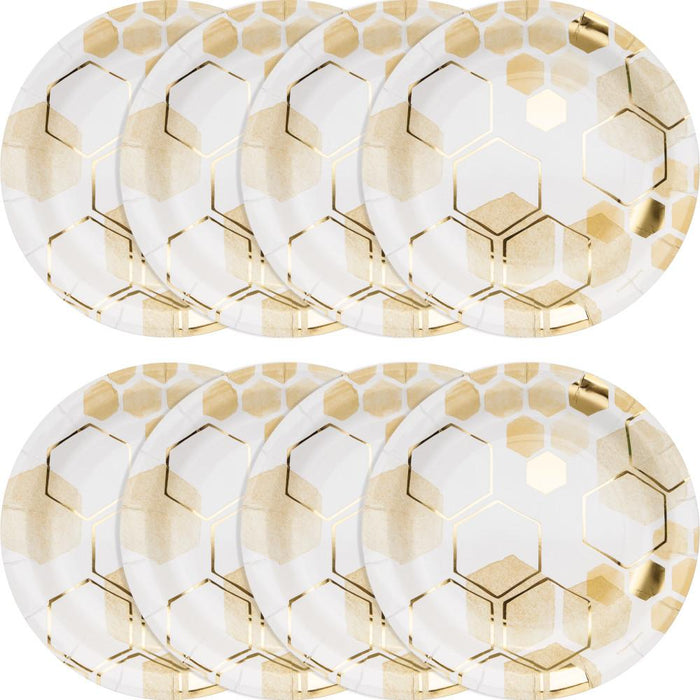 Party Decorations Honeycomb Dinner Plate, Foil 8 Count