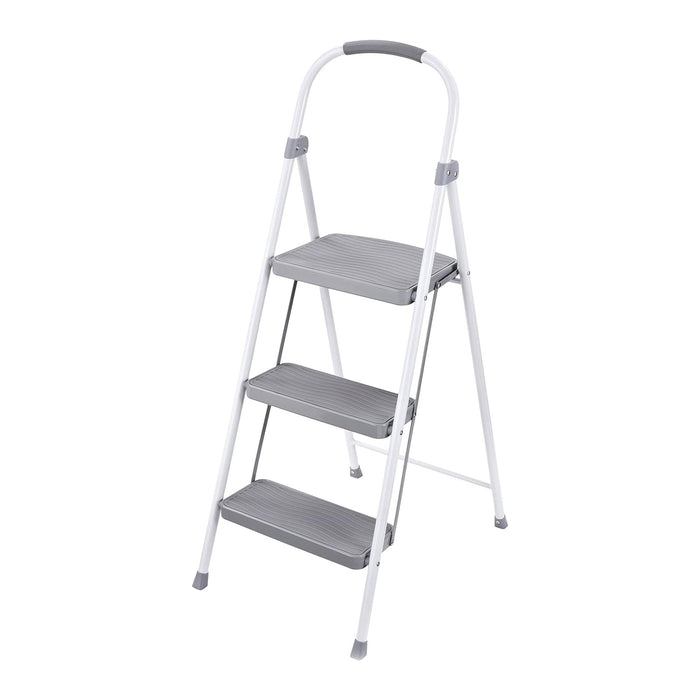 Rubbermaid 3 Step 225 Lb Capacity Folding Ladder Steel Step Stool with Hand Grip