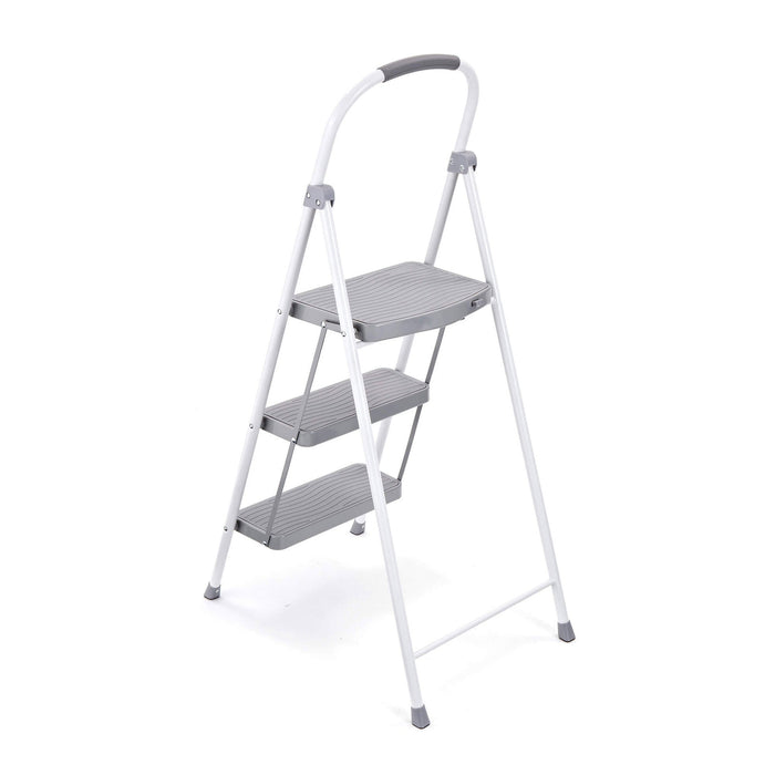 Rubbermaid 3 Step 225 Lb Capacity Folding Ladder Steel Step Stool with Hand Grip