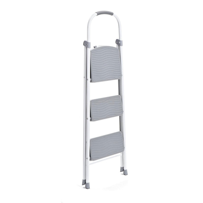 Rubbermaid 3 Step 225 Lb Capacity Folding Ladder Steel Step Stool with Hand Grip