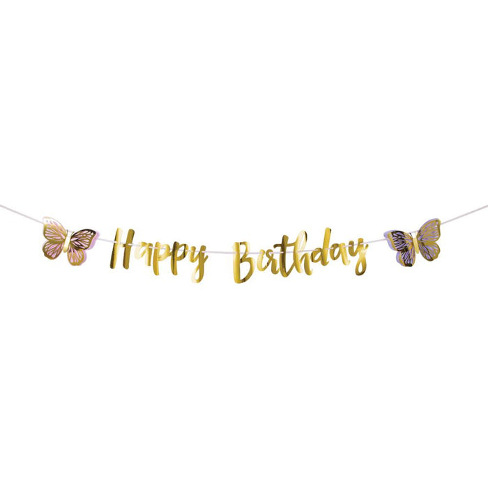 Party Decorations Butterfly Shimmer Letter Ribbon Banner, Foil 1ct