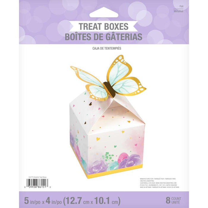 Party Decorations Butterfly Shimmer Treat Box, Foil 8ct