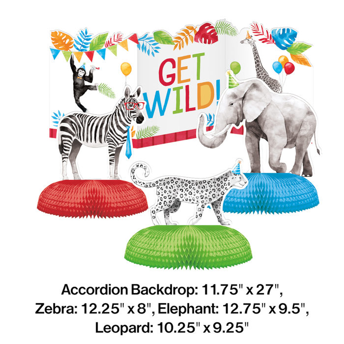 Party Decorations Party Animals Centerpiece 3D w/ HC 4ct