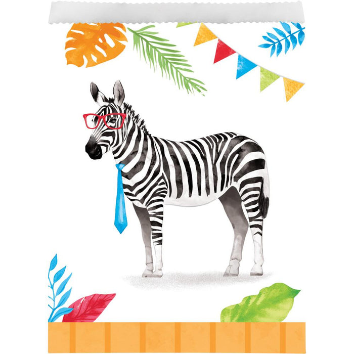 Party Decorations Party Animals Paper Treat Bags, Assorted Designs 8ct