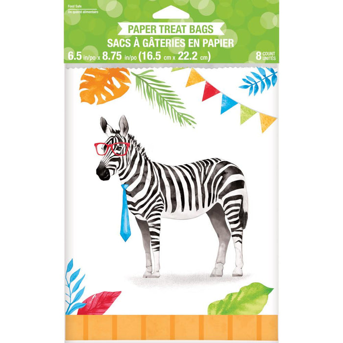 Party Decorations Party Animals Paper Treat Bags, Assorted Designs 8ct