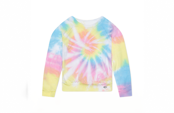 Worthy Threads Kids Tie Dye Raglan Shirt in Pastel