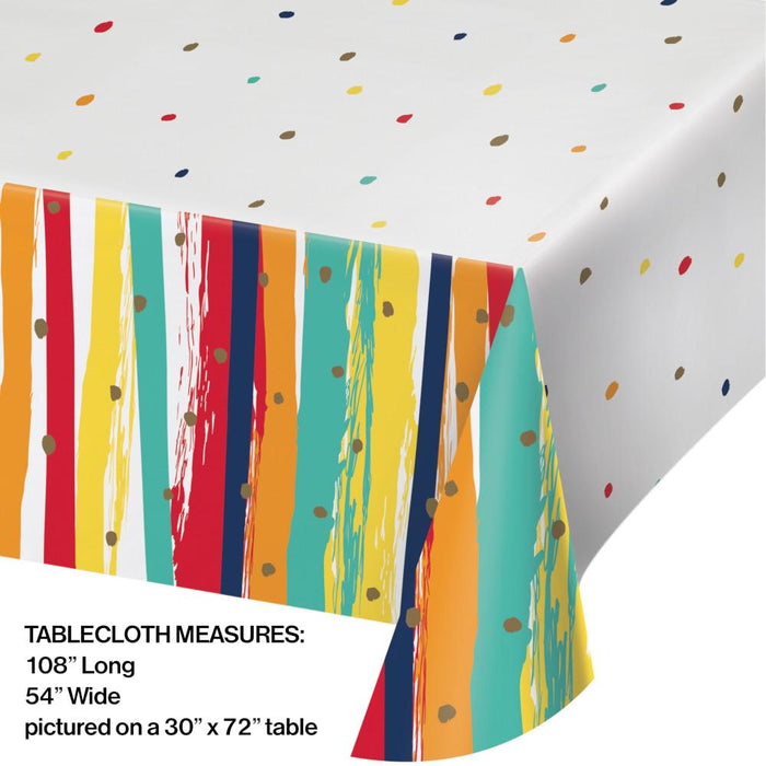 Party Decorations Birthday Stripes Tablecover, Paper 1ct