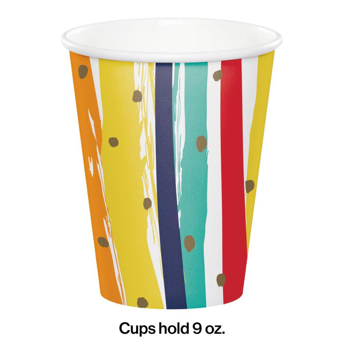 Party Decorations Birthday Stripes Hot/Cold Cup 9oz. 8ct