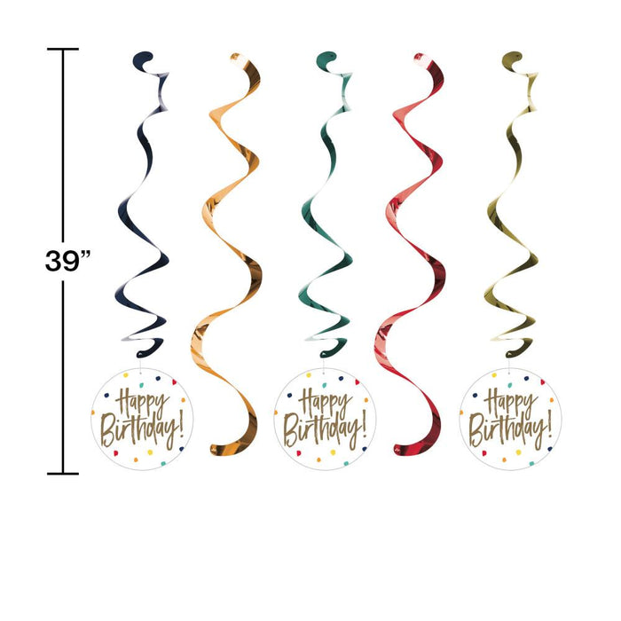 Party Decorations Birthday Stripes Dizzy Danglers Assorted 5ct