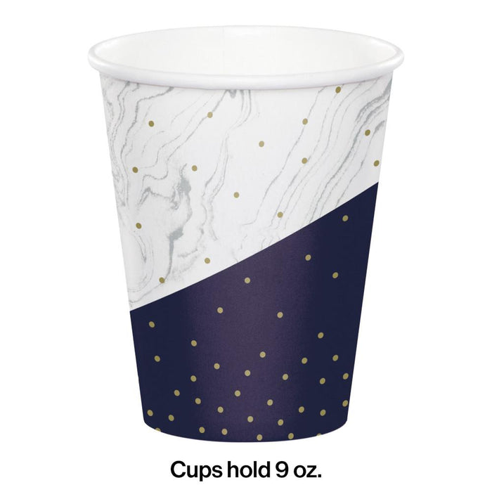 Party Decorations Navy & Gold Milestone Hot/Cold Cup 9oz. 8ct