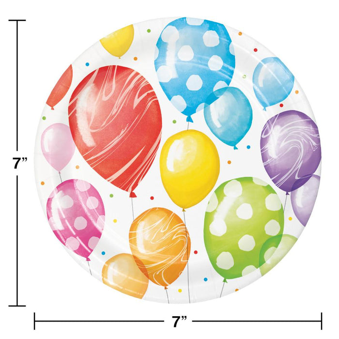 Party Decorations Balloon Bash Paper Dessert Plate 8ct