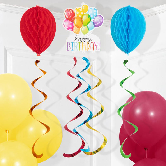 Party Decorations Balloon Bash Hanging Decoration w/ HC and Danglers 3ct