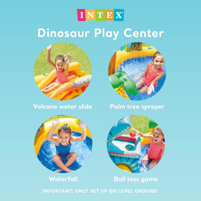 Intex Inflatable Kids Dinosaur Play Center Outdoor Water Park Pool with Slide