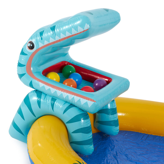 Intex Inflatable Dinosaur Water Splash Play Center & Plastic Fun Ballz, 100 Pack
