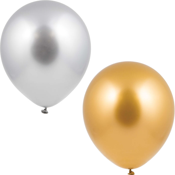 Party Decorations Birthday Latex Balloons 12" Silver Gold Metallic 12ct