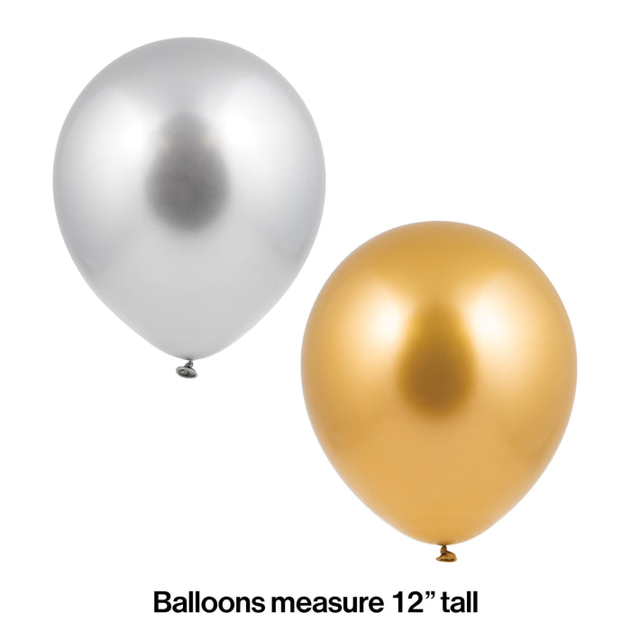 Party Decorations Birthday Latex Balloons 12" Silver Gold Metallic 12ct