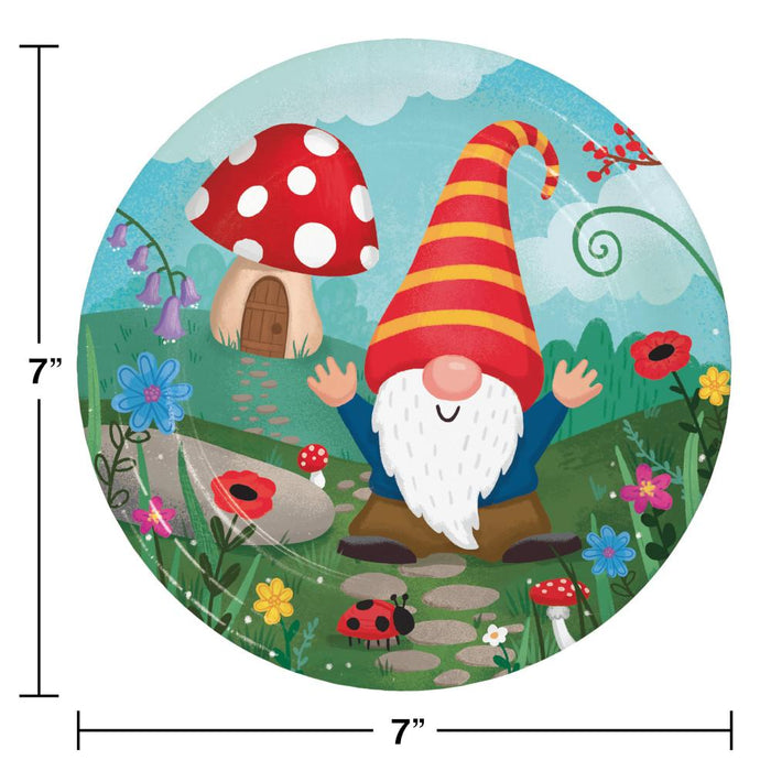 Party Decorations Party Gnomes Paper Dessert Plate 8ct