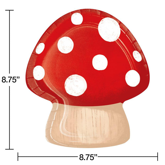 Party Decorations Party Gnomes Mushroom Shaped Plate 8ct