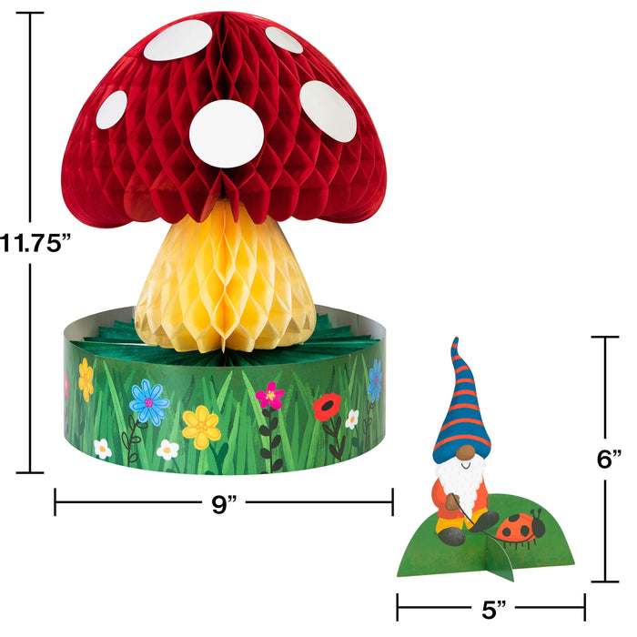 Party Decorations Party Gnomes Honeycomb Centerpiece w/ Stands 1ct