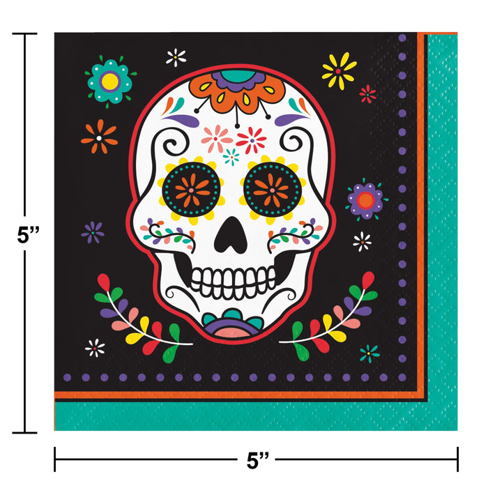 Party Decorations Dia de Muertos Beverage Napkins, Halloween 16 per Pkg