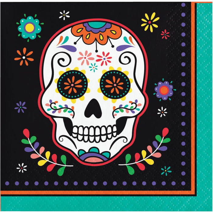 Party Decorations Dia de Muertos Beverage Napkins, Halloween 16 per Pkg