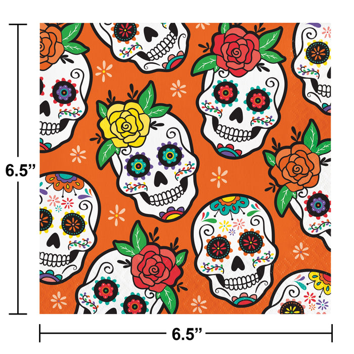 Party Decorations Dia de Muertos Napkins, Halloween, 16 per Pkg