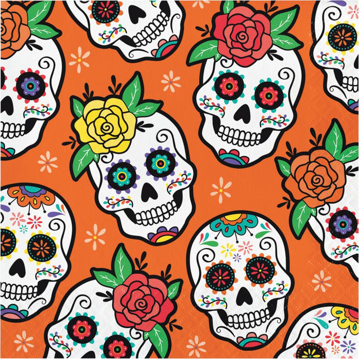 Party Decorations Dia de Muertos Napkins, Halloween, 16 per Pkg