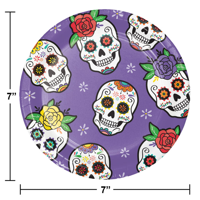 Party Decorations Dia de Muertos Paper Dessert Plates, 8 per Pkg