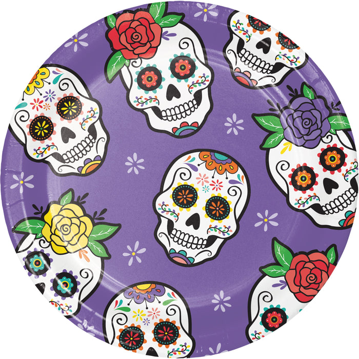 Party Decorations Dia de Muertos Paper Dessert Plates, 8 per Pkg