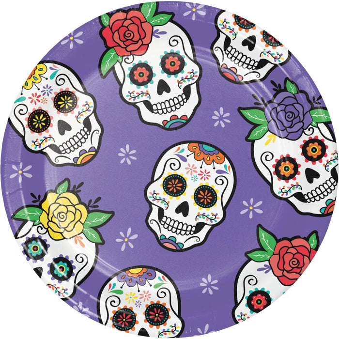 Party Decorations Dia de Muertos Paper Dessert Plates, 8 per Pkg